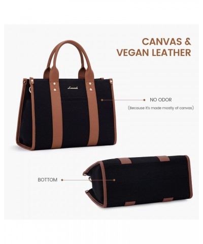 Tote Bag for Women Tote Purse and Handbags, Satchel Shoulder Crossbody Top Handle Bags with Zipper Canvas-black&brown $13.19 ...