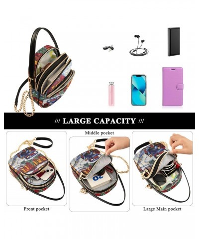 Christmas Truck House Crossbody Bags for Women Chain Crossbody Flight Bag Shoulder Handbag Purse with Chain Strap for Carry o...