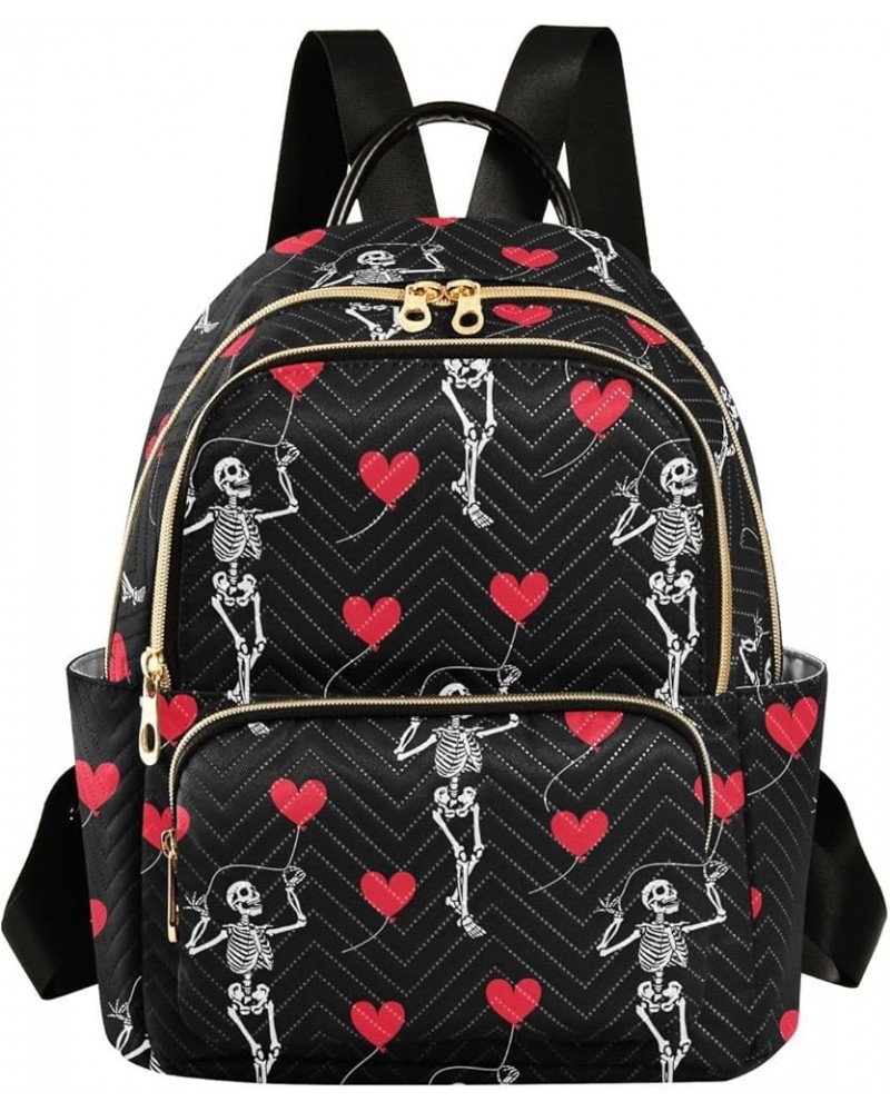 Skeleton Valentine Backpack Purse for Women Anti-theft Small Fashion Travel Backpack Handbag Back Pack Lady Purse,S Small $17...