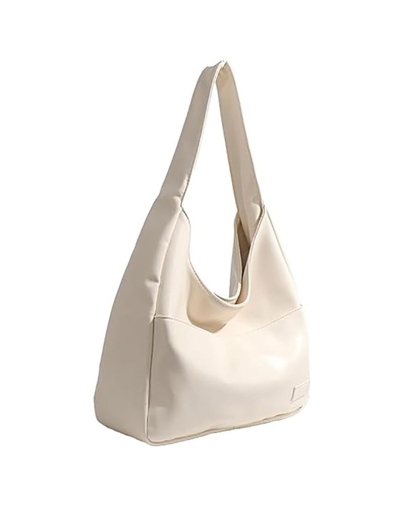 Faux Leather Hobo Bag Soft Shoulder Bags for Women Casual Trendy Tote Handbag Vegan Leather Travel Purses Big Capacity White ...