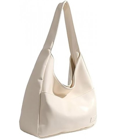 Faux Leather Hobo Bag Soft Shoulder Bags for Women Casual Trendy Tote Handbag Vegan Leather Travel Purses Big Capacity White ...