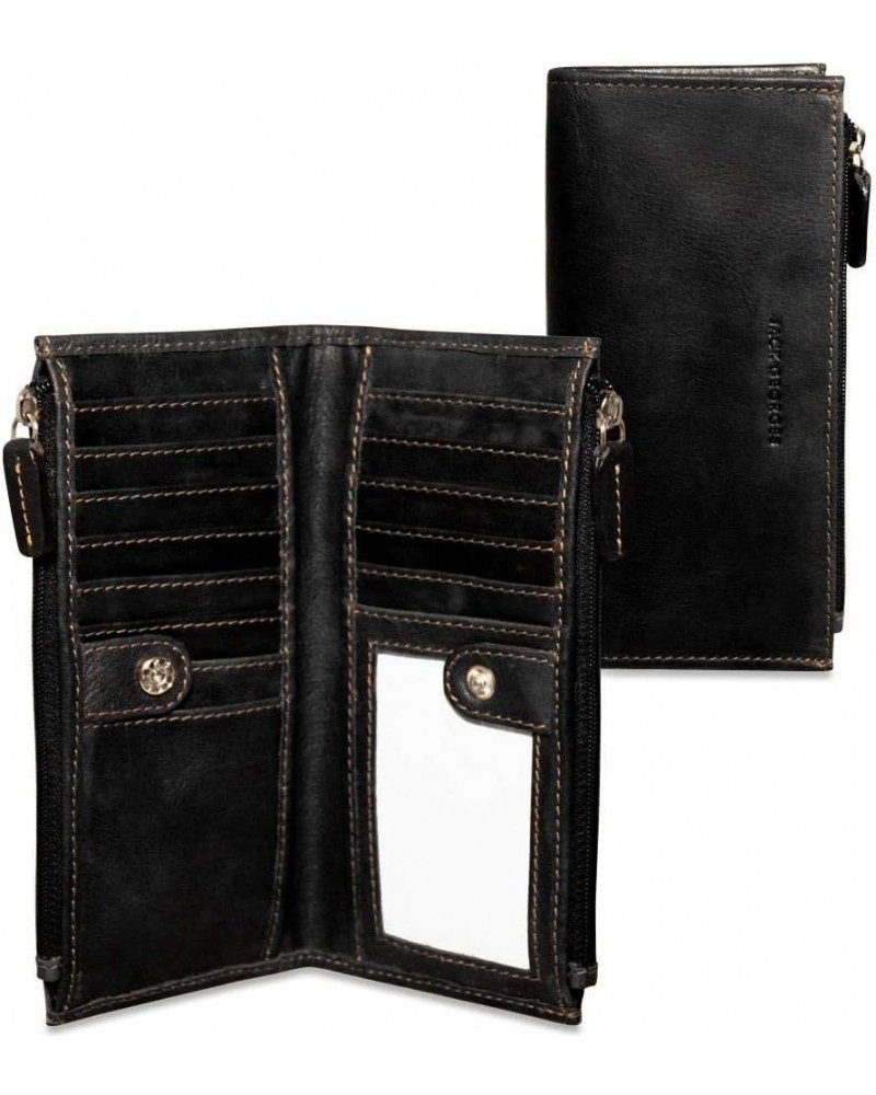 Women's Voyager Slim Zippered Wallet in Buffalo Leather 7717 (Honey) Black $43.26 Wallets