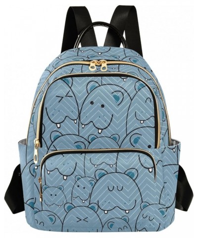 Mini Backpack Purse for Women Lightweight Girls Small Size Cute Blue Hippo Animal School Teens College Traveling Medium $15.1...