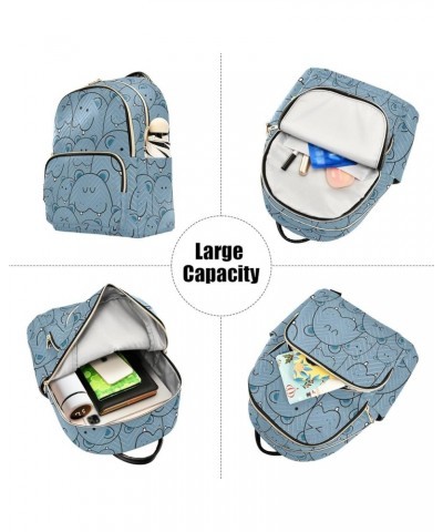 Mini Backpack Purse for Women Lightweight Girls Small Size Cute Blue Hippo Animal School Teens College Traveling Medium $15.1...