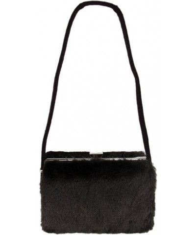 Faux Fur Hard Frame Evening Bag Brown $10.39 Evening Bags