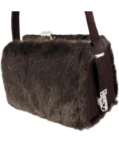 Faux Fur Hard Frame Evening Bag Brown $10.39 Evening Bags