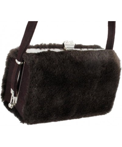 Faux Fur Hard Frame Evening Bag Brown $10.39 Evening Bags