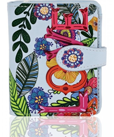 Flora & Fauna Themed Small Zipper Bi-Fold Wallet (Love Floral-Blue) $15.83 Wallets