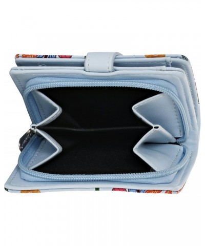 Flora & Fauna Themed Small Zipper Bi-Fold Wallet (Love Floral-Blue) $15.83 Wallets