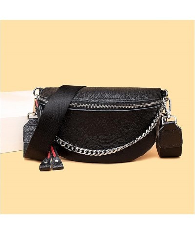 Women Waist Leather Shoulder Bags Quality Shoulder Messenger Fashion Crossbody Bag for Women (Color : Black, Size : 9 * 6 * 1...