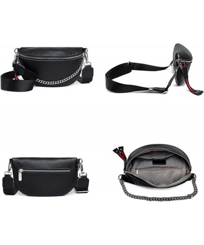 Women Waist Leather Shoulder Bags Quality Shoulder Messenger Fashion Crossbody Bag for Women (Color : Black, Size : 9 * 6 * 1...