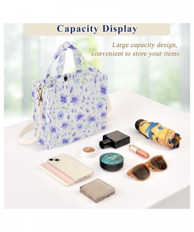 Light Purple Flower Pattern Tote Bag Large Capacity for Women Handbag Corduroy Crossbody Shoulder Bag $10.80 Totes