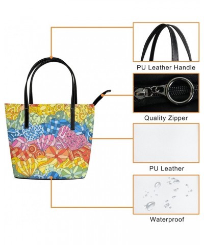 Vintage Stylish Abstract Heart Rainbow Pattern Tote Bag for Women Leather Handbags Women's Crossbody Handbags Work Tote Bags ...