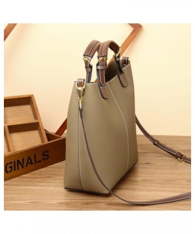 Women's Retro Bucket Bag Large Capacity Tote Leather Handbag Casual Composite Bag (Blue) $36.12 Totes