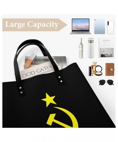 CCCP Russian PU Leather Tote Bag Top Handle Satchel Handbags Shoulder Bags for Women Men $17.54 Handbags