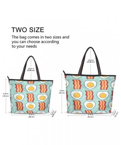 Bacon Fried Eggs Cartoon Women Tote Bag Handbag Large Capacity Shoulder Bags $10.79 Shoulder Bags