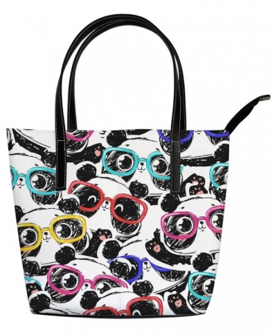 Large Tote Bags Handbags Funny Cartoon Dinosaur Women's Shoulder Bags Casual Shopping Bags Purses Cute Panda Head $23.84 Totes