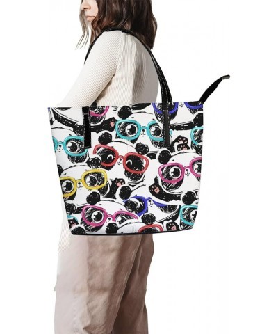 Large Tote Bags Handbags Funny Cartoon Dinosaur Women's Shoulder Bags Casual Shopping Bags Purses Cute Panda Head $23.84 Totes