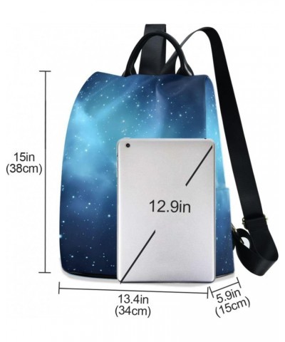 Blue Starry Sky Travel Backpack Purse for Women Multipurpose Design Ladies Fashion Bag with Pompom $21.59 Backpacks