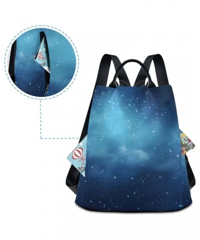 Blue Starry Sky Travel Backpack Purse for Women Multipurpose Design Ladies Fashion Bag with Pompom $21.59 Backpacks