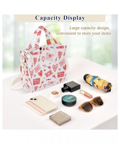 Watercolor Valentine's Day Elements Women's Tote Handbags Top Handle Satchel Shoulder Bag Crossbody Bag M $14.10 Totes