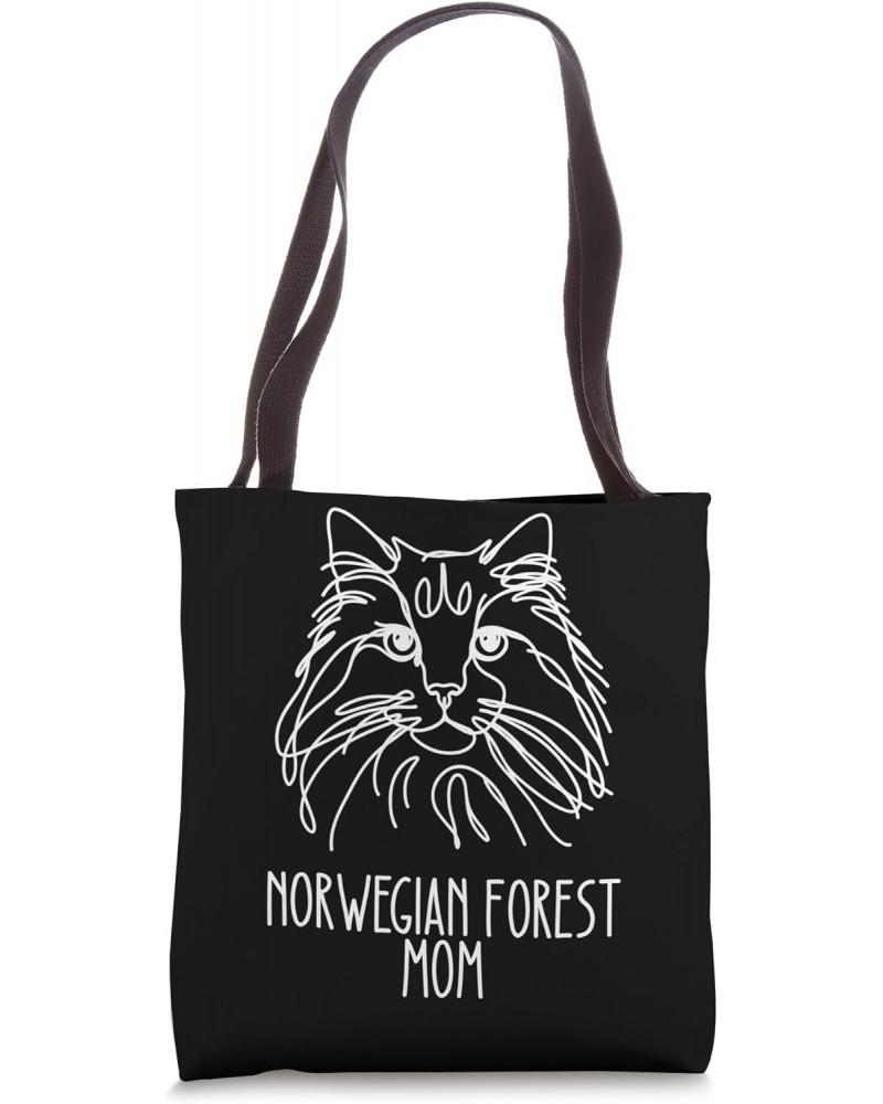 Line Art Best Cat Mom Women - Norwegian Forest Cat Tote Bag $10.75 Totes