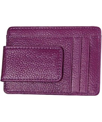 RFID Blocking Slim Money Clip Genuine Leather Minimalist Front Pocket Wallet for Men Women Purple $8.69 Wallets