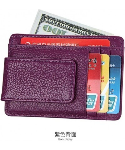 RFID Blocking Slim Money Clip Genuine Leather Minimalist Front Pocket Wallet for Men Women Purple $8.69 Wallets