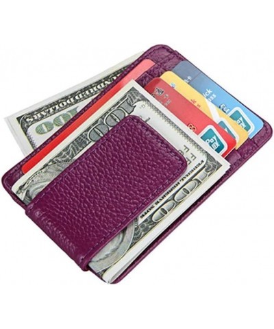 RFID Blocking Slim Money Clip Genuine Leather Minimalist Front Pocket Wallet for Men Women Purple $8.69 Wallets