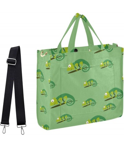 Exotic Chameleons Green Floral Corduroy Tote Bag&Satchel Handbag for Work Beach Gym Shopping Grocery Multi $15.39 Totes