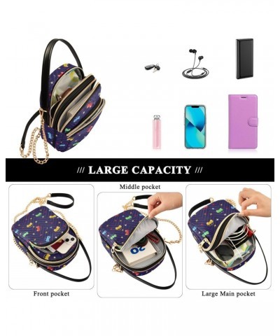 Pattern with Cars Women's Crossbody Handbags Quilted Shoulder Bag with Chain Strap Trendy Cross Body Cell Phone Crossbody Pur...