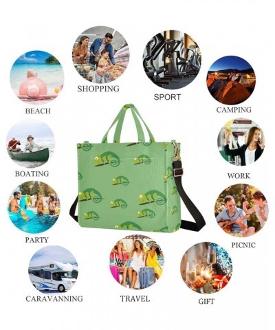 Exotic Chameleons Green Floral Corduroy Tote Bag&Satchel Handbag for Work Beach Gym Shopping Grocery Multi $15.39 Totes