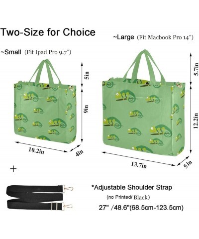 Exotic Chameleons Green Floral Corduroy Tote Bag&Satchel Handbag for Work Beach Gym Shopping Grocery Multi $15.39 Totes