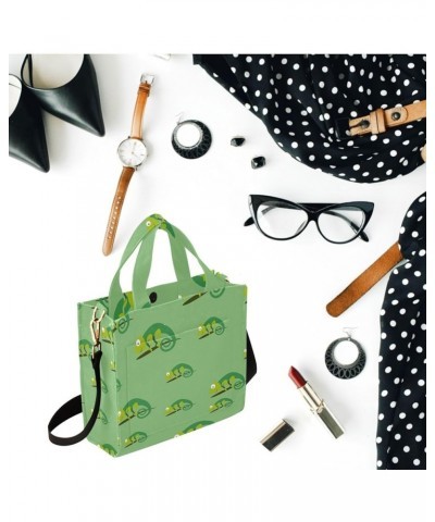 Exotic Chameleons Green Floral Corduroy Tote Bag&Satchel Handbag for Work Beach Gym Shopping Grocery Multi $15.39 Totes