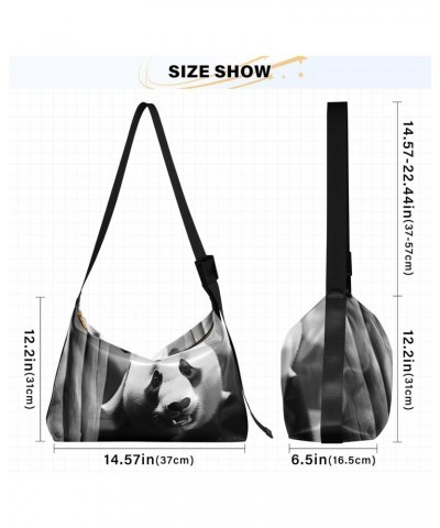 Hobo Handbag for Women Men Black and White Panda Fashion Casual Shoulder Bag Purse Chinese Cute Leather Crossbody Bags Big Ca...