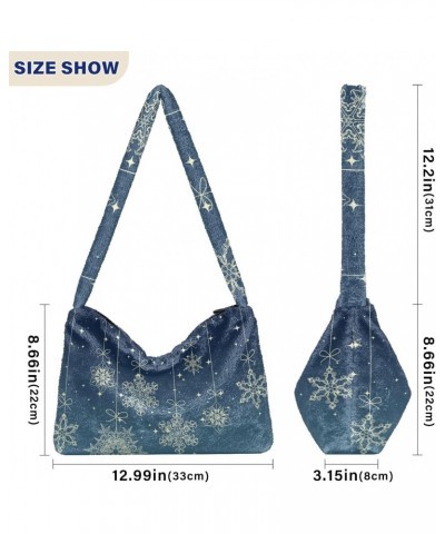 Snowflake with A Christmas Ball Plush Underarm Bag Women's Tote Handbags Fluffy Shoulder Bag for Autumn and Winter $9.60 Totes