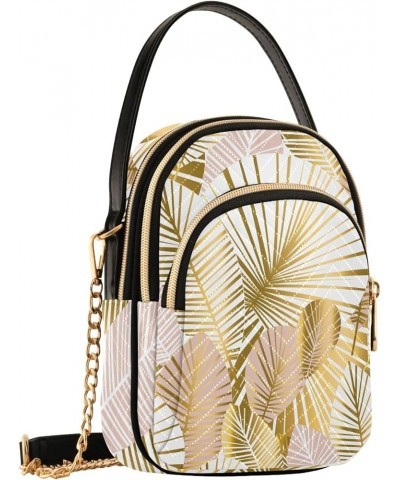 Gold Pale Rose Abstract Leaves Women's Crossbody Handbags Quilted Crossbody Bags for Women Gold Pale Rose Abstract Leaves $12...