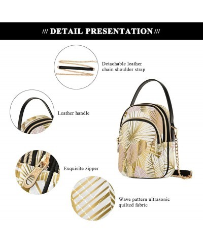 Gold Pale Rose Abstract Leaves Women's Crossbody Handbags Quilted Crossbody Bags for Women Gold Pale Rose Abstract Leaves $12...