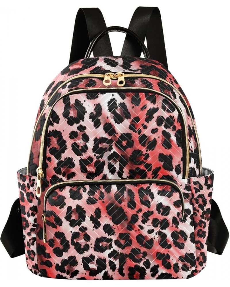 Women Backpack Wild Africa Leopard Red Black Anti-Theft Travel Backpack with Luggage Belt Durable Lightweight Handbag Lady Pu...