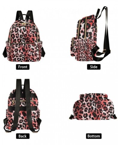 Women Backpack Wild Africa Leopard Red Black Anti-Theft Travel Backpack with Luggage Belt Durable Lightweight Handbag Lady Pu...