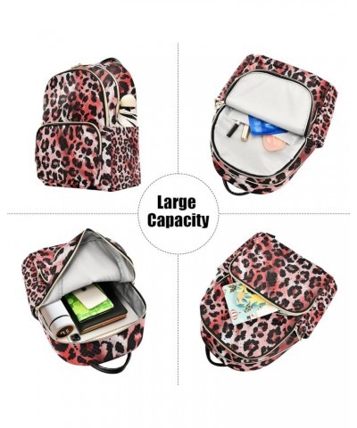 Women Backpack Wild Africa Leopard Red Black Anti-Theft Travel Backpack with Luggage Belt Durable Lightweight Handbag Lady Pu...