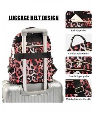 Women Backpack Wild Africa Leopard Red Black Anti-Theft Travel Backpack with Luggage Belt Durable Lightweight Handbag Lady Pu...