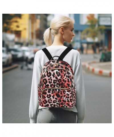 Women Backpack Wild Africa Leopard Red Black Anti-Theft Travel Backpack with Luggage Belt Durable Lightweight Handbag Lady Pu...