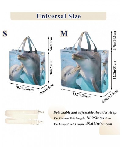 Tote Bag Dolphin Swimming in Water Trendy Corduroy Bag Crossbody Bag with Zipper and Magnetic Clasp $16.22 Totes