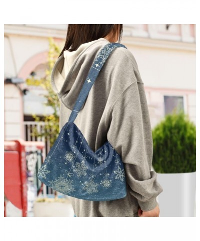 Snowflake with A Christmas Ball Plush Underarm Bag Women's Tote Handbags Fluffy Shoulder Bag for Autumn and Winter $9.60 Totes