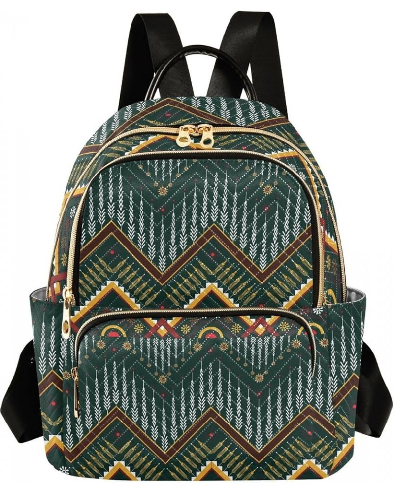 Abstract Ethnic Geometric Pattern Mini Backpack Purse for Women, Ethnic Chevron Theme Travel Backpack Fashion Backpack Handba...