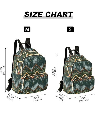 Abstract Ethnic Geometric Pattern Mini Backpack Purse for Women, Ethnic Chevron Theme Travel Backpack Fashion Backpack Handba...