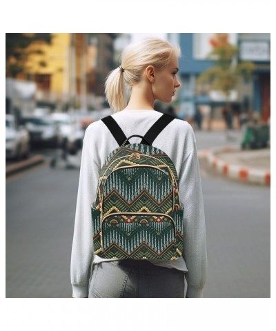 Abstract Ethnic Geometric Pattern Mini Backpack Purse for Women, Ethnic Chevron Theme Travel Backpack Fashion Backpack Handba...