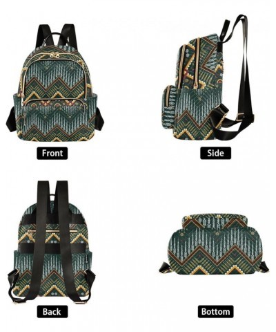 Abstract Ethnic Geometric Pattern Mini Backpack Purse for Women, Ethnic Chevron Theme Travel Backpack Fashion Backpack Handba...