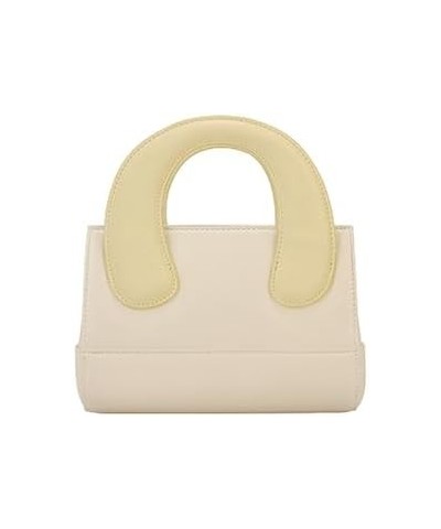 Women Handbag with One Shoulder and Small Square Bag for Women Shoulder Bags Female Leather Messenger Bag White With Cream Ye...